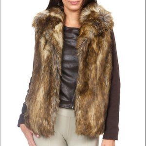 Safari by Imposters Brown Faux Fur Vest - S Oversized Soft Luxurious Sleeveless